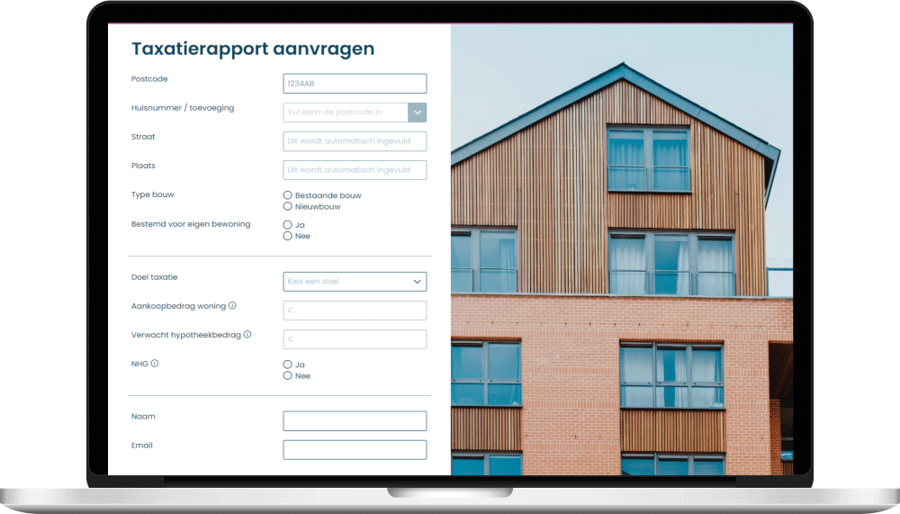 Laptop met aanvraag formulier